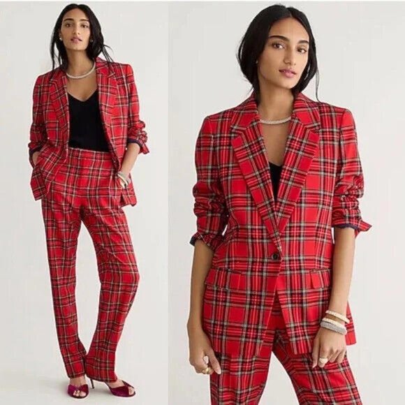 J Crew BM559 NWT Size 10P  Wool-Blend Willa Blazer in Good Tidings Tartan Plaid - Picture 4 of 4